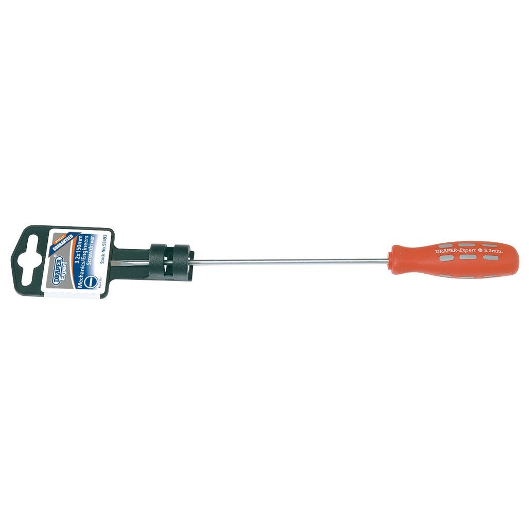 Draper Expert Plain Slot Parallel Tip Mechanics Screwdriver, 3.2 x 150mm  55493