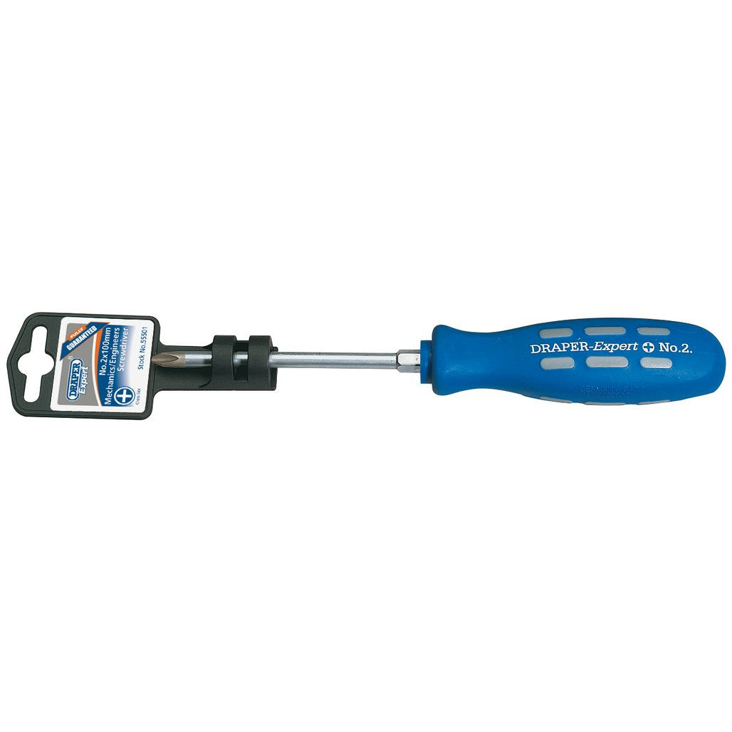 Draper Expert Cross Slot Mechanics Screwdriver, No.2 x 100mm  55501