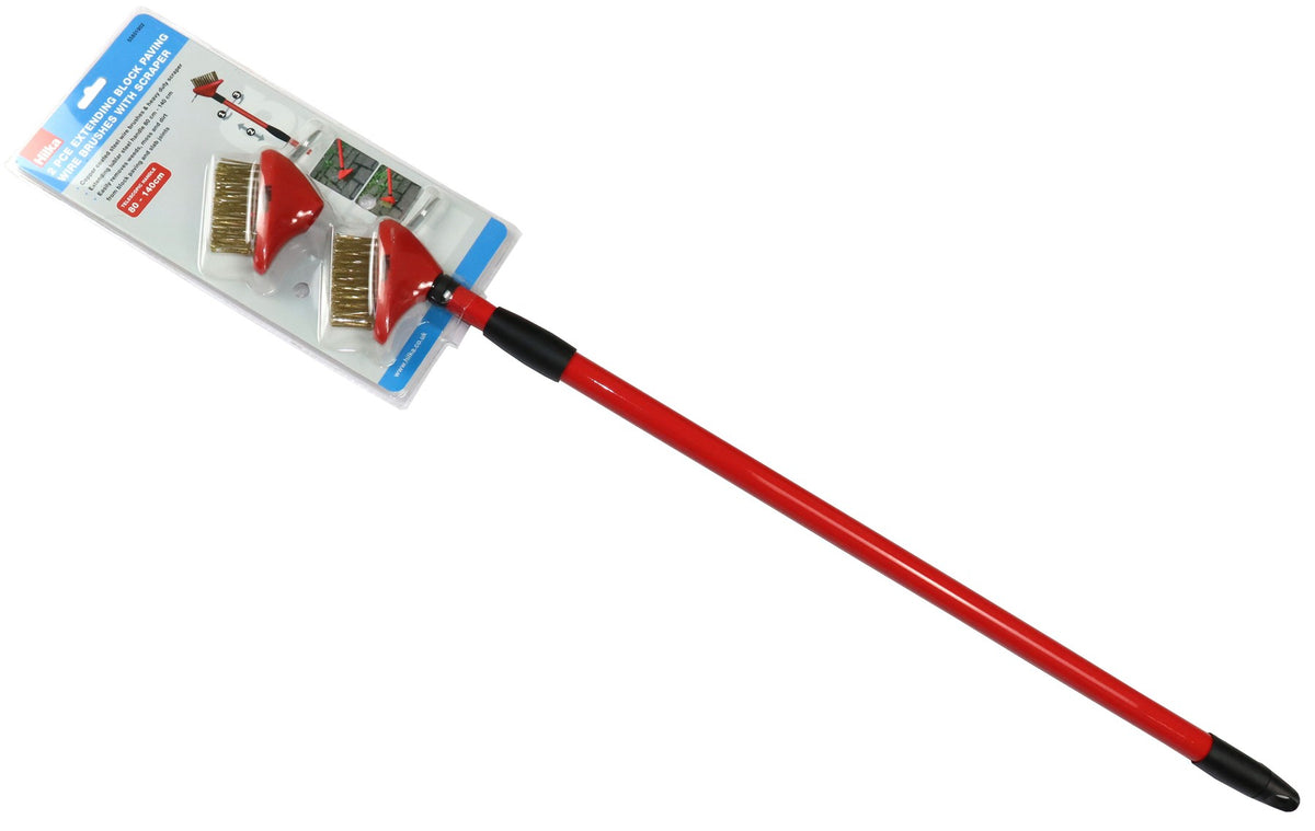 Hilka 2pce Block Paving Wire Brushes & Scraper 55801902