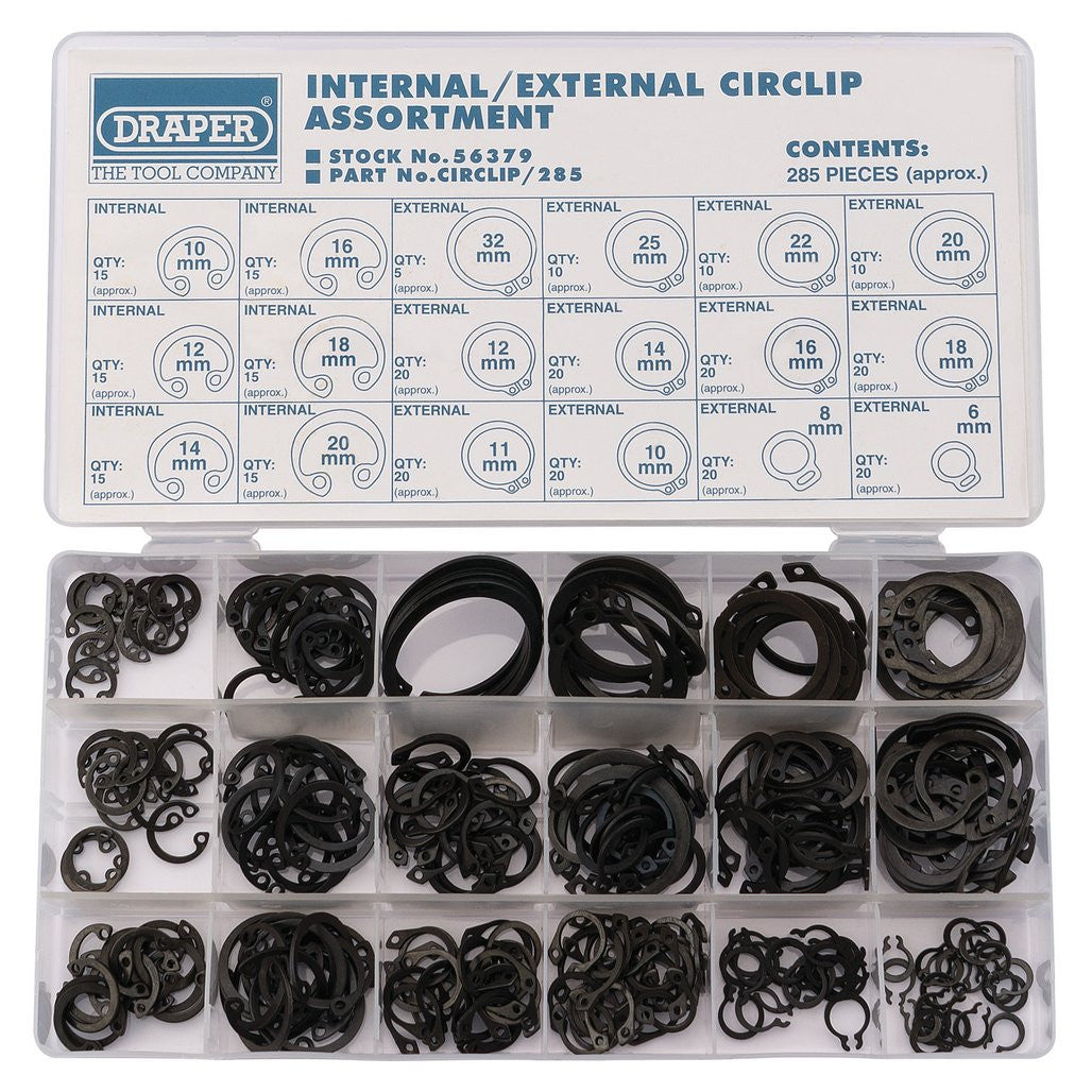 Draper Internal and External Circlip Assortment (285 Piece) 56379