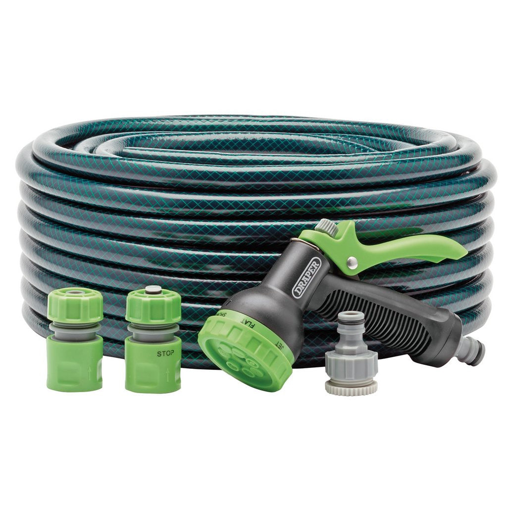 Draper Garden Hose and Spray Gun Kit, 12mm Bore, 30m  56447