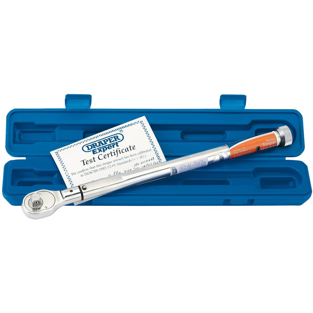 Draper Expert Precision Torque Wrench, 1/2" Sq. Dr., 30 - 100Nm  58138