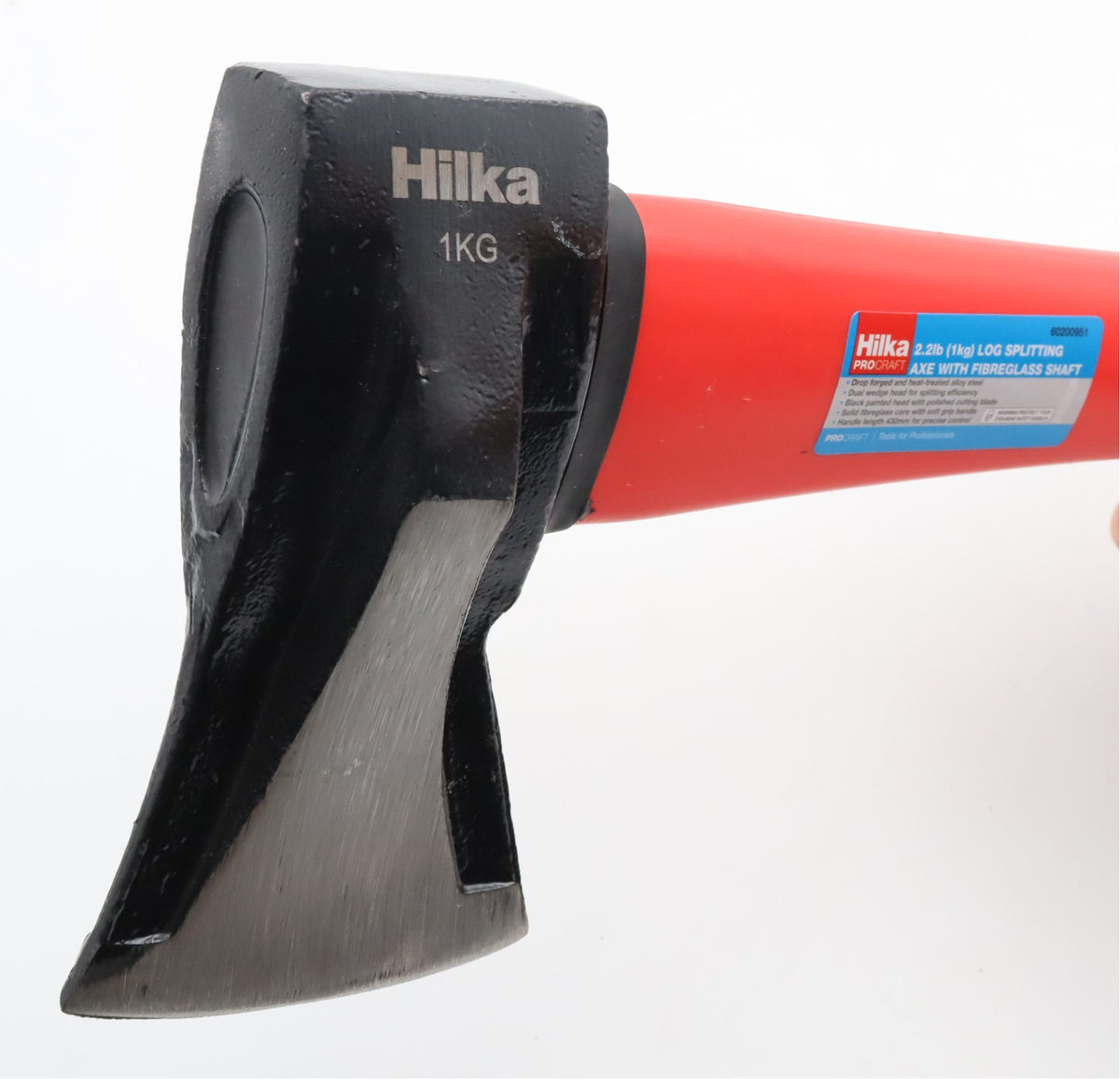 Hilka 2.20lb (1kg) Log Splitting Axe with Fibre Glass Shaft 60200951