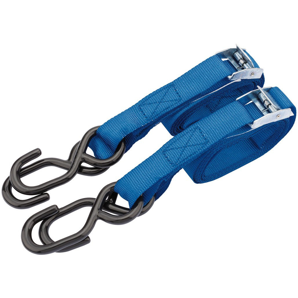 Draper Ratcheting Tie Down Straps, 2.5m x 25mm, 125kg (2 Piece) 60962