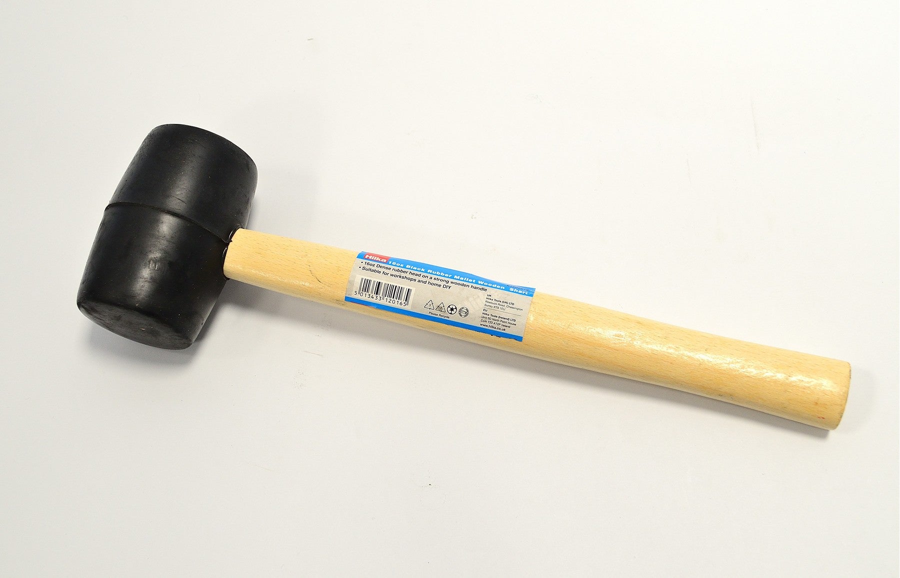 Hilka 16oz Black Rubber Mallet Wooden Shaft 61202016