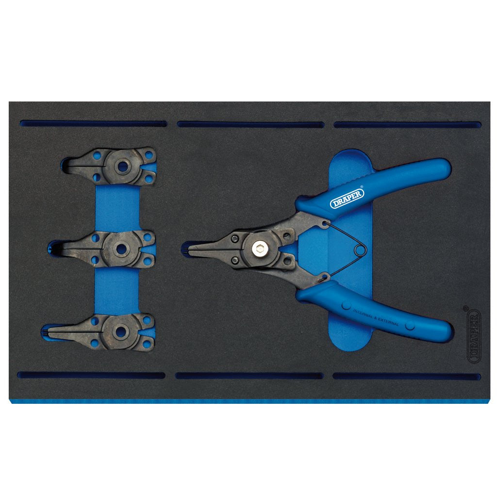 Draper Interchangeable Circlip Plier Set in 1/4 Drawer EVA Insert Tray (5 Piece)