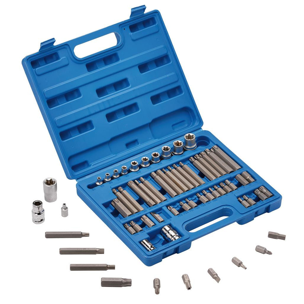 Draper Expert Mechanics Socket and Bit Set, 3/8, 1/2" Sq. Dr. (61 Piece)  63376