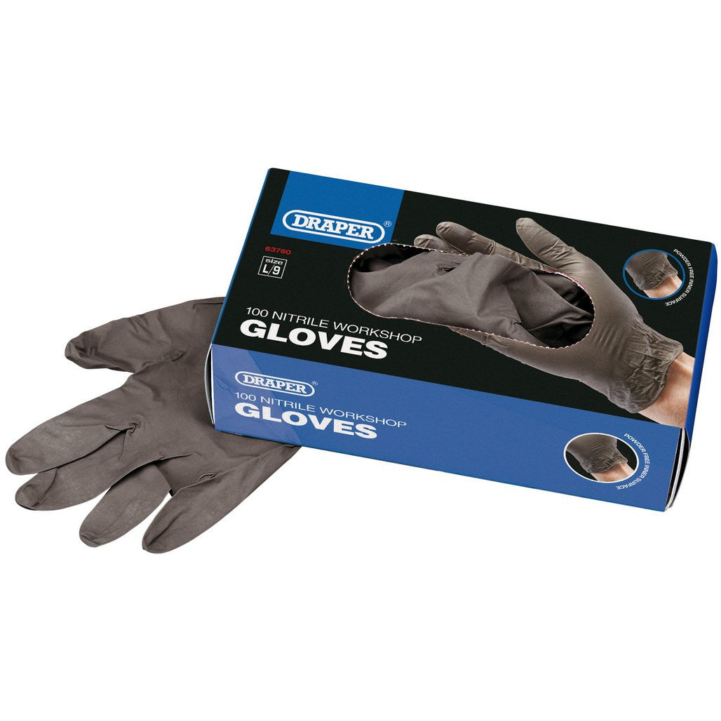 Draper Workshop Nitrile Gloves (Box of 100)  63760