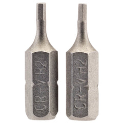 Draper Hexagonal Insert Bit, 2mm, 1/4" Hex, 25mm Long (Pack of 2)  63945