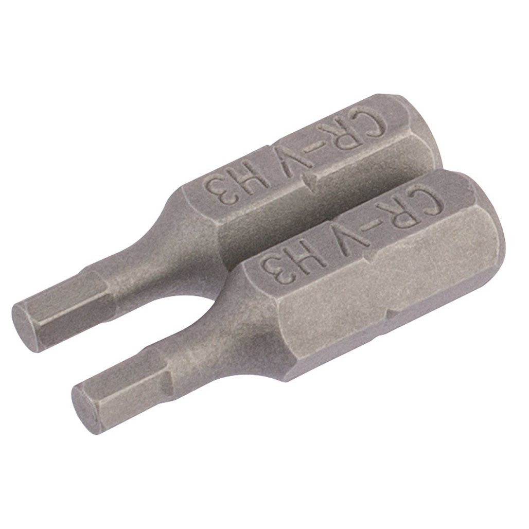 Draper Hexagonal Insert Bit, 3mm, 1/4" Hex, 25mm Long (Pack of 2)  63962