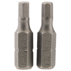 Draper Hexagonal Insert Bit, 4mm, 1/4" Hex, 25mm Long (Pack of 2)  63982