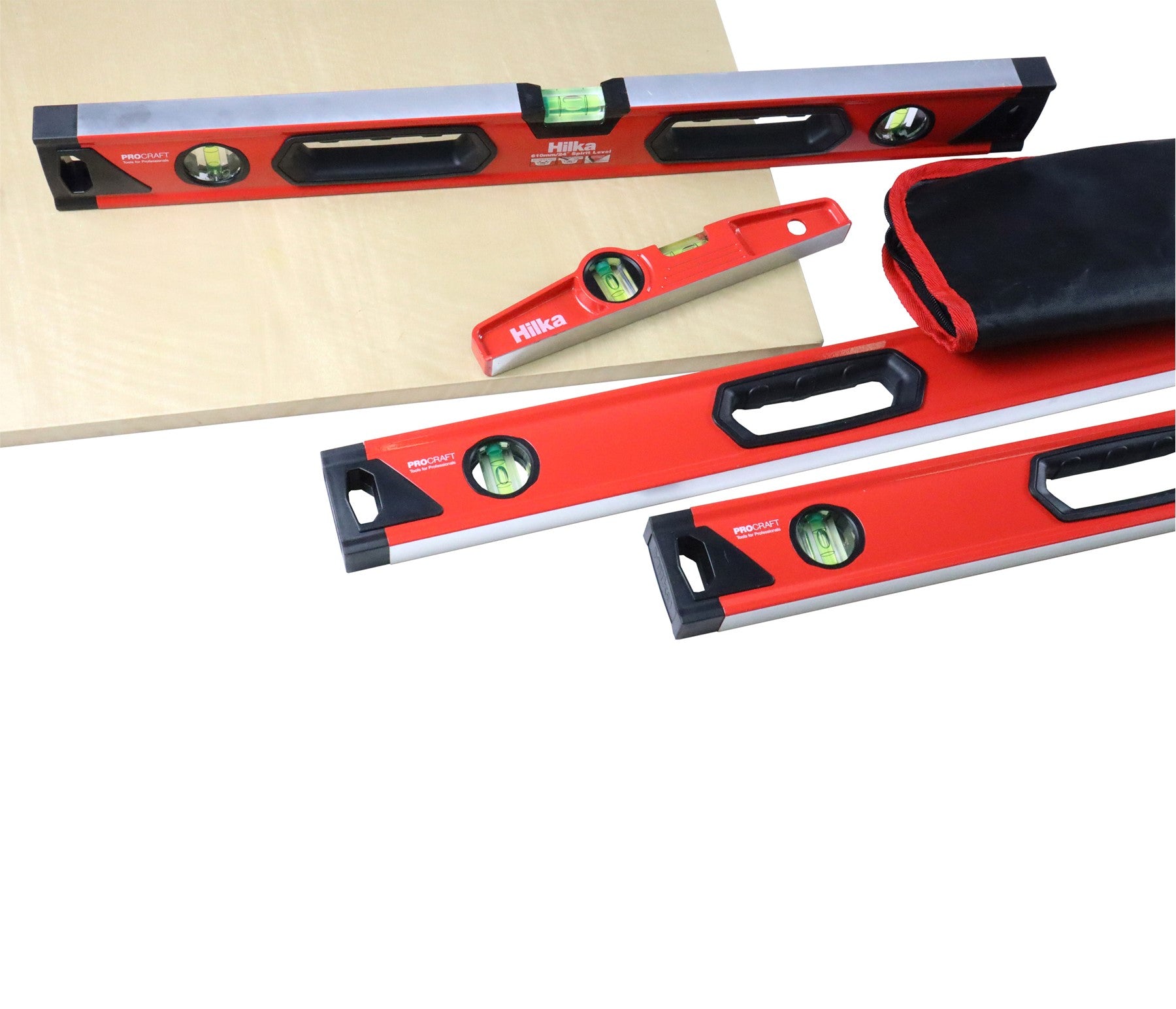 Hilka 4 pce Spirit Level Set - Torpedo, 24", 48", 72" 63990004