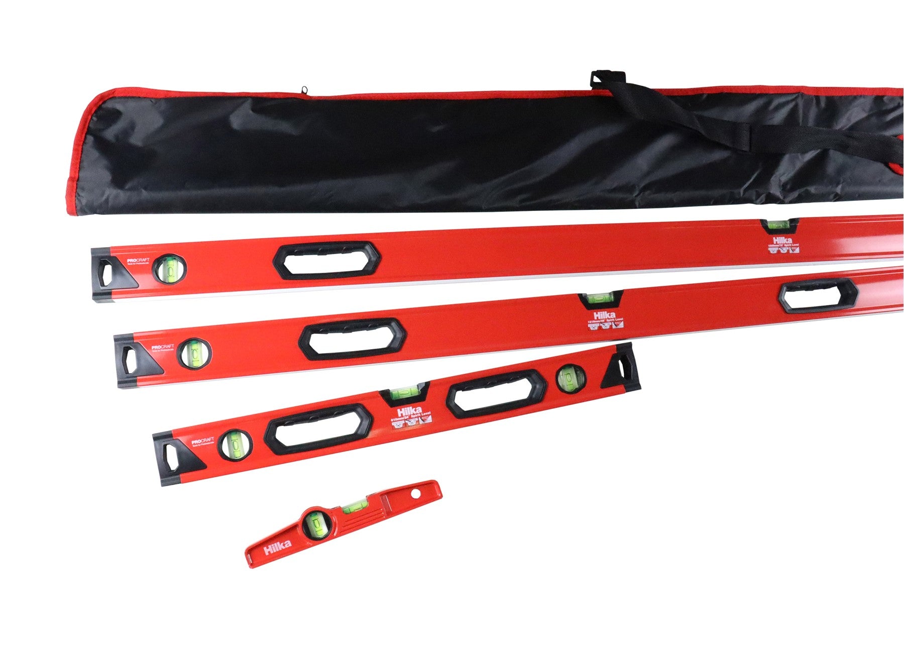 Hilka 4 pce Spirit Level Set - Torpedo, 24", 48", 72" 63990004