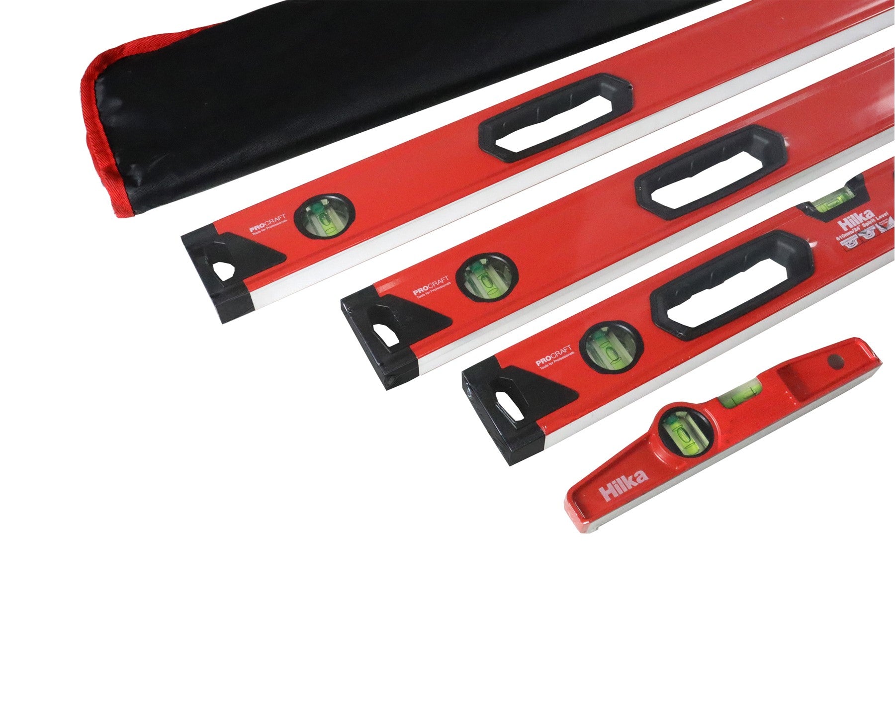 Hilka 4 pce Spirit Level Set - Torpedo, 24", 48", 72" 63990004