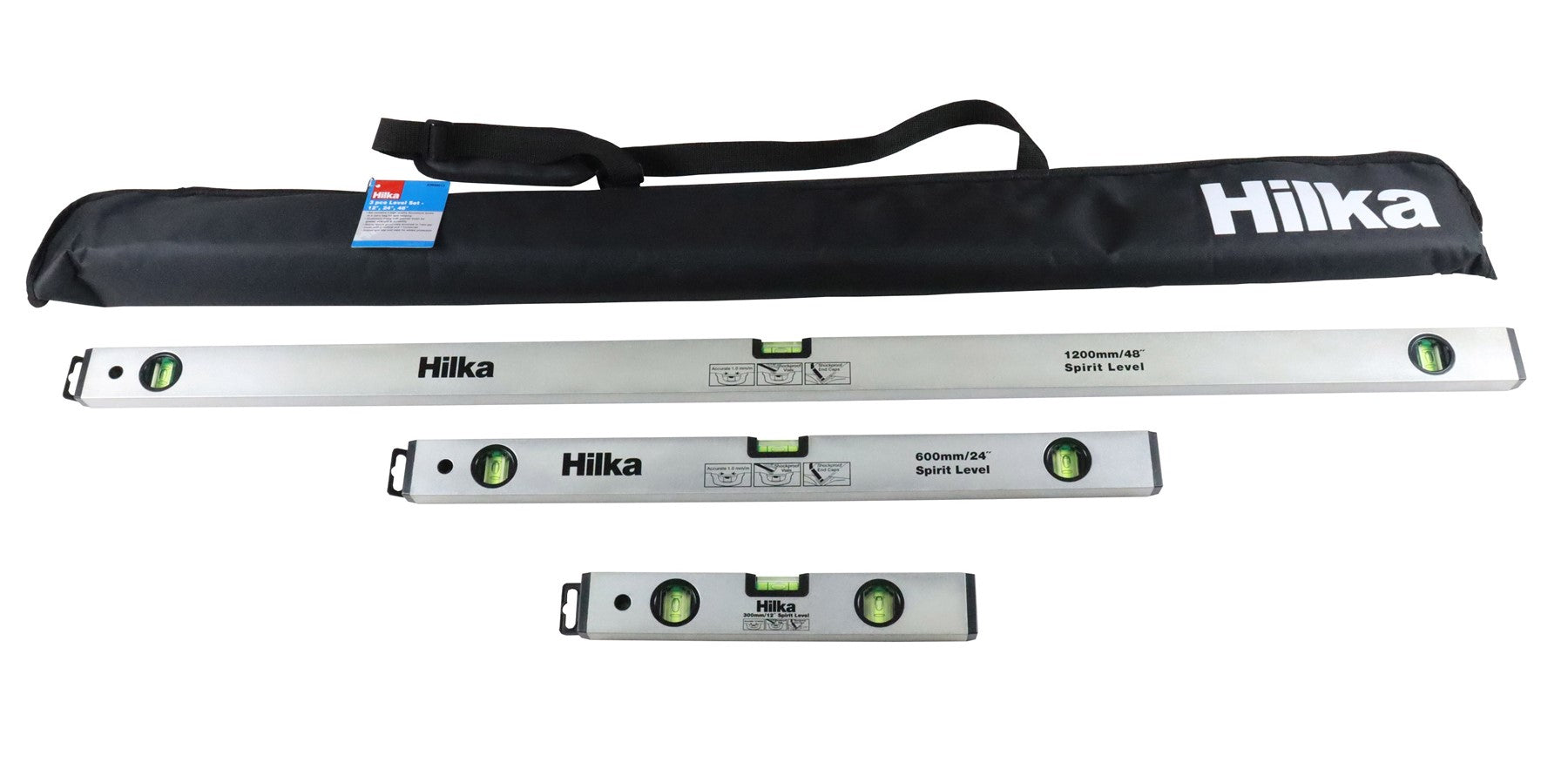 Hilka 3 pce Spirit Level Set - 12", 24", 48" 63990013