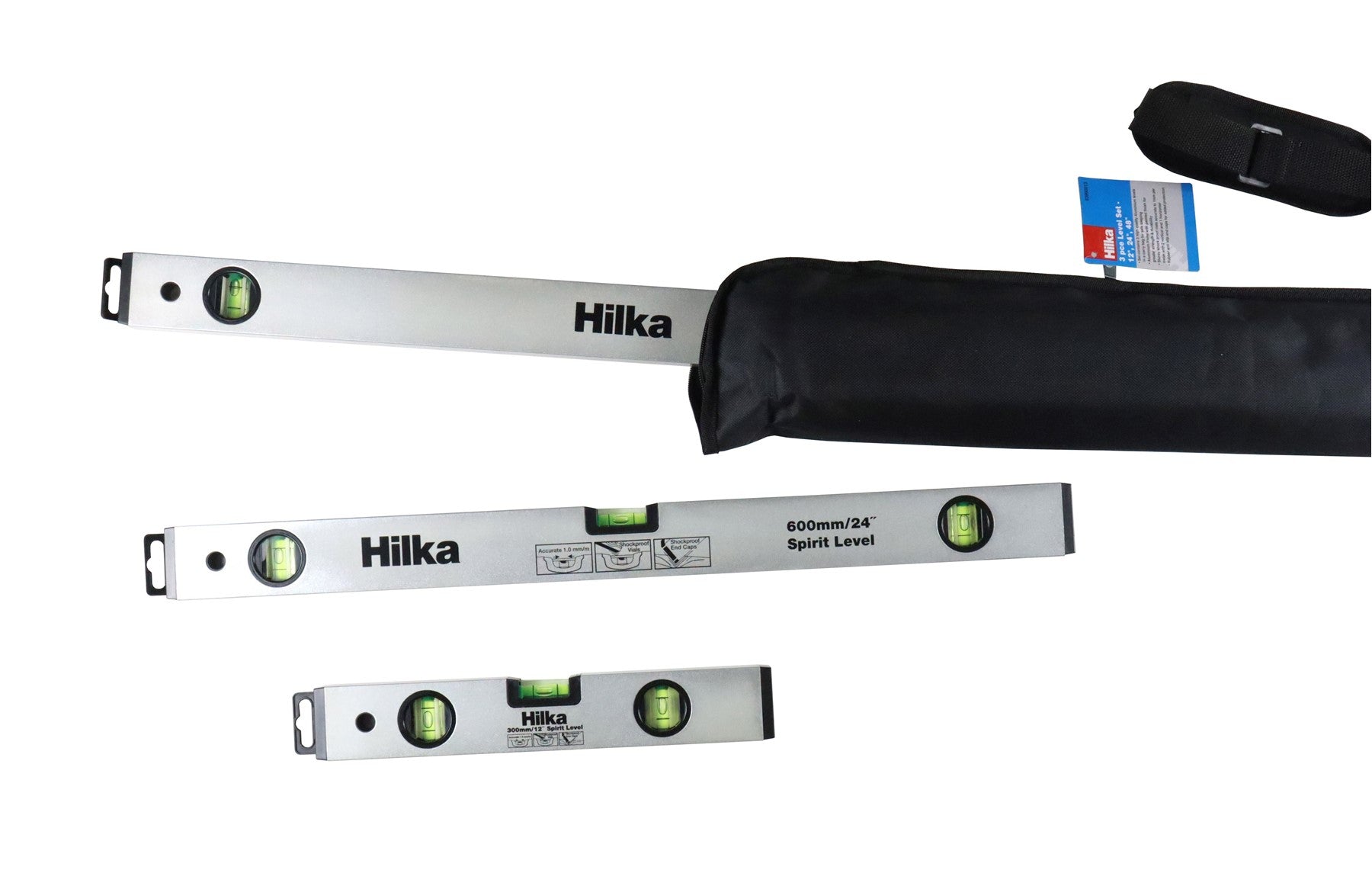 Hilka 3 pce Spirit Level Set - 12", 24", 48" 63990013