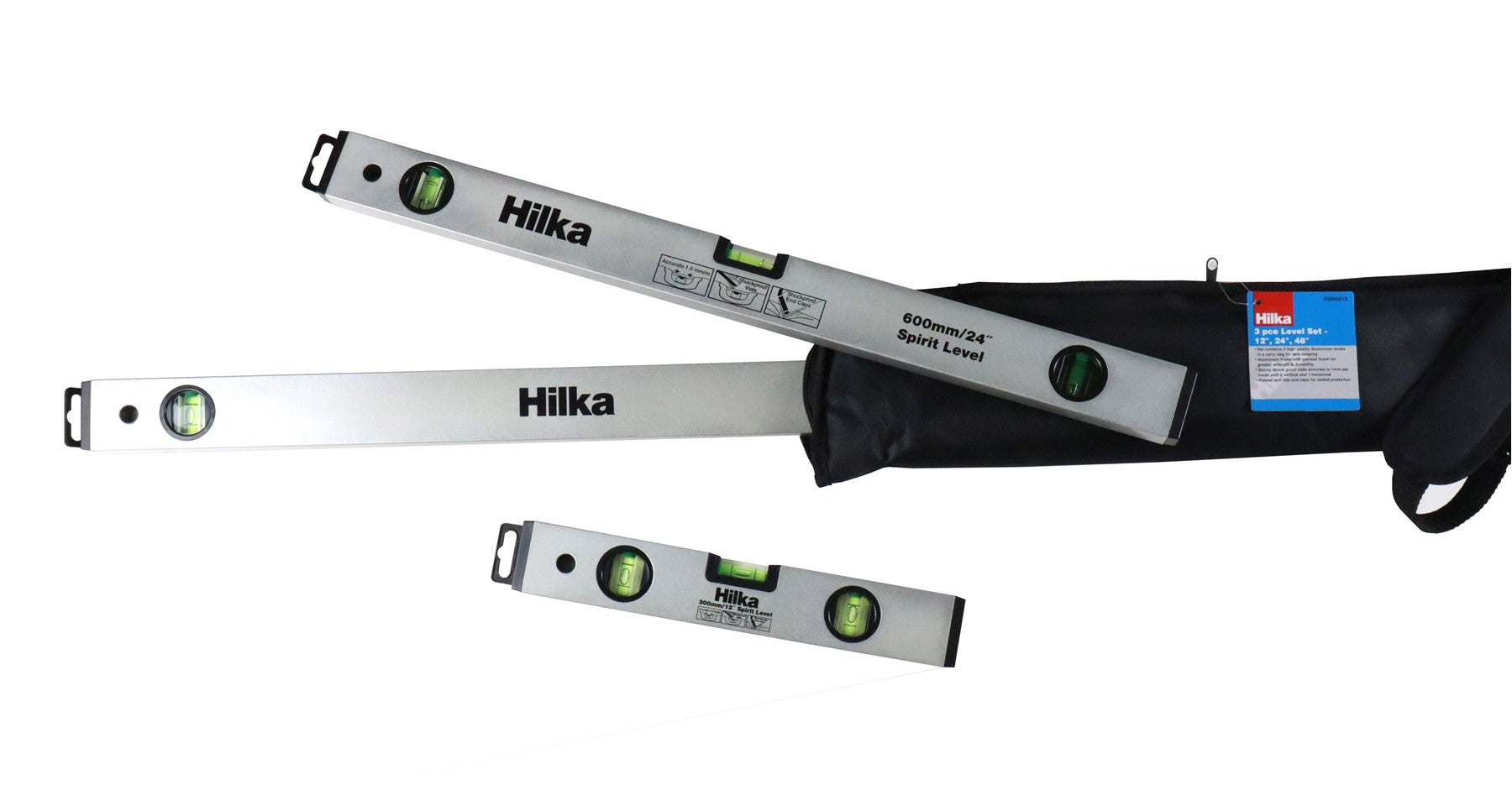 Hilka 3 pce Spirit Level Set - 12", 24", 48" 63990013