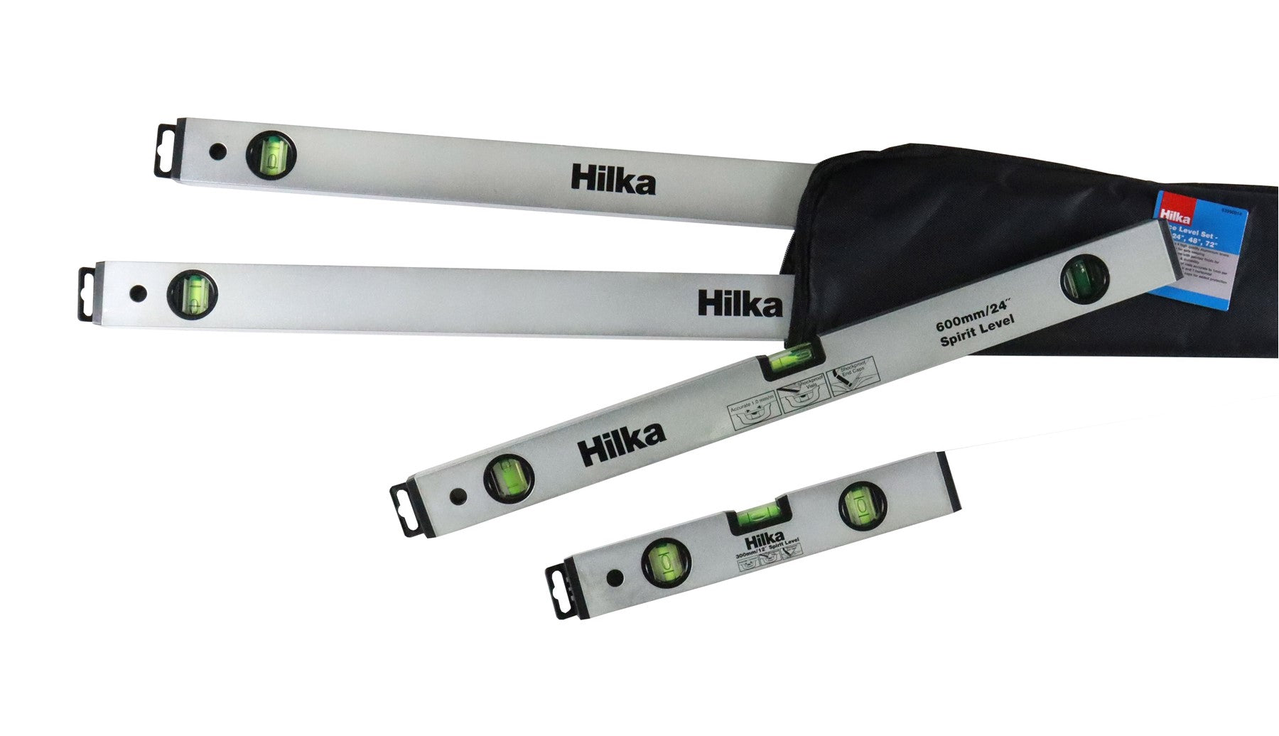 Hilka 4 pce Spirit Level Set - 12", 24", 48", 72" 63990014