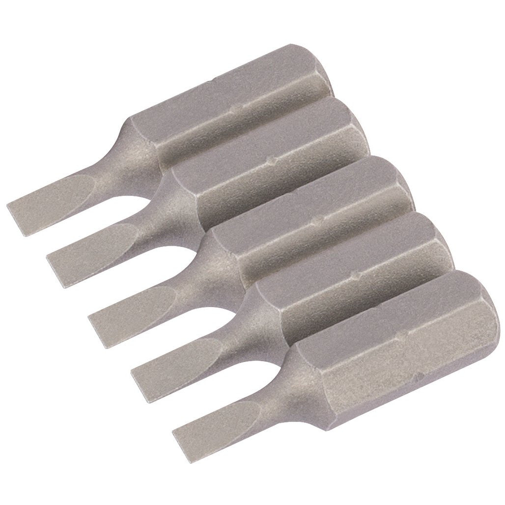Draper Plain Slot Insert Bit, 3mm, 1/4" Hex, 25mm Long (Pack of 5)  63999