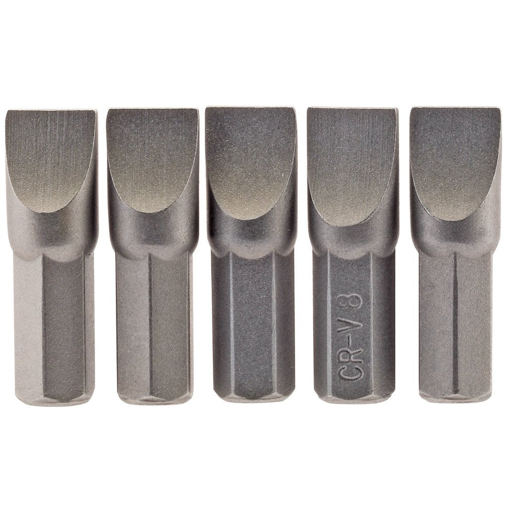 Draper Plain Slot Insert Bit, 8.0mm, 1/4" Hex, 25mm Long (Pack of 5)  64013