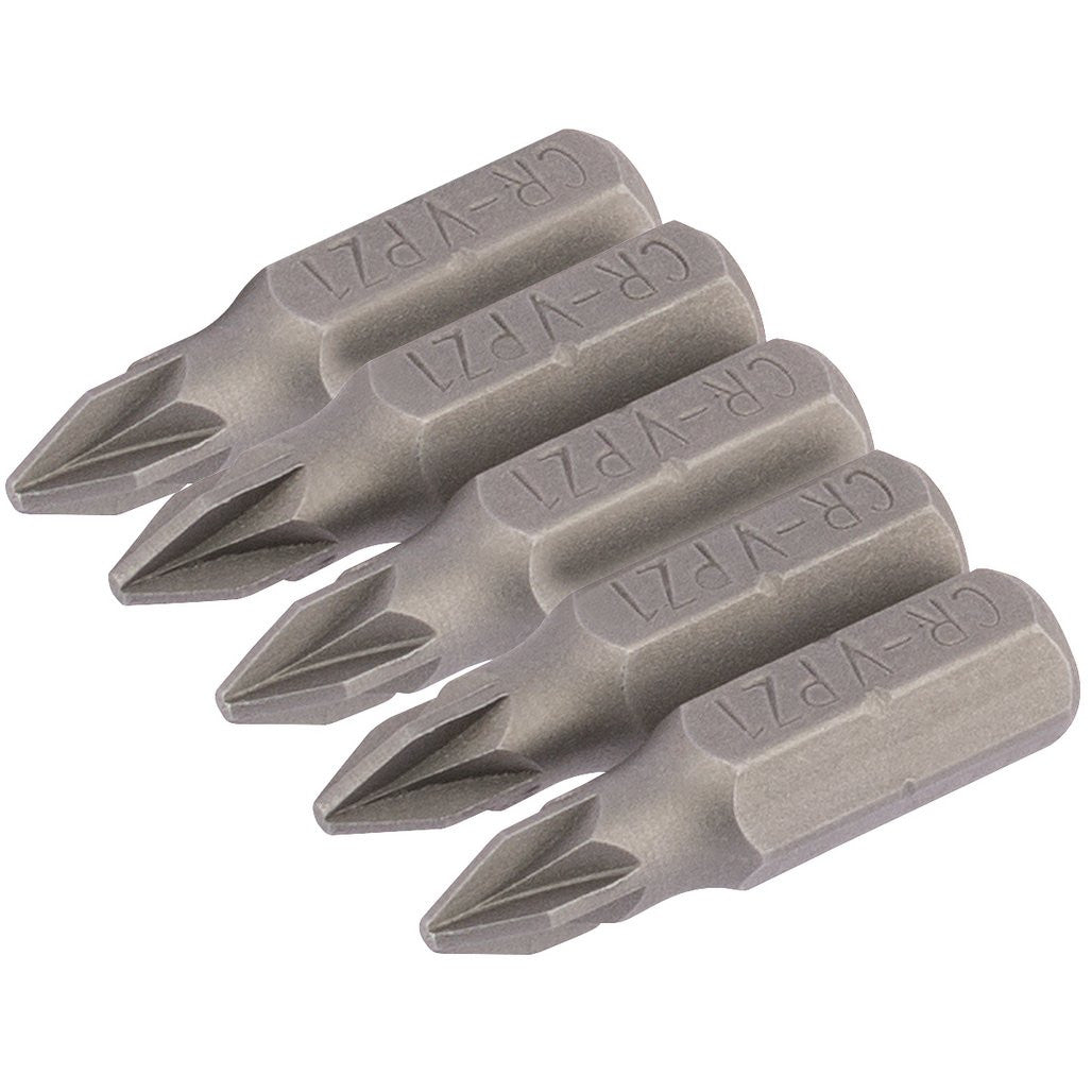 Draper PZ Type Insert Bit, No.1 x 25mm, 1/4" Hex (Pack of 5)  64014