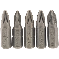 Draper PZ Type Insert Bit, 1/4" Hex, 25mm Long, No.2 (Pack of 5)  64015