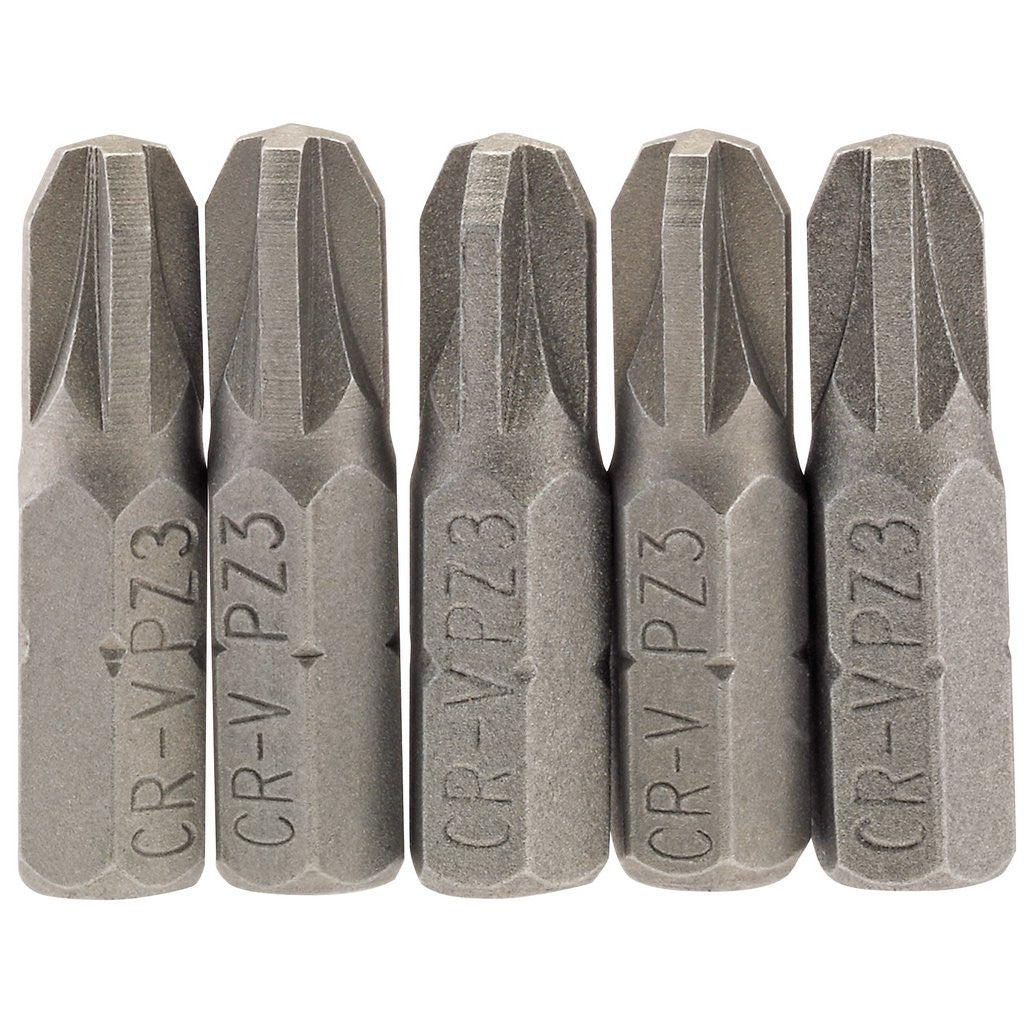 Draper PZ Type Insert Bit, 1/4" Hex, 25mm Long, No.3 (Pack of 5)  64016