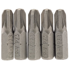 Draper PZ Type Insert Bit, 1/4" Hex, 25mm Long, No.3 (Pack of 5)  64016
