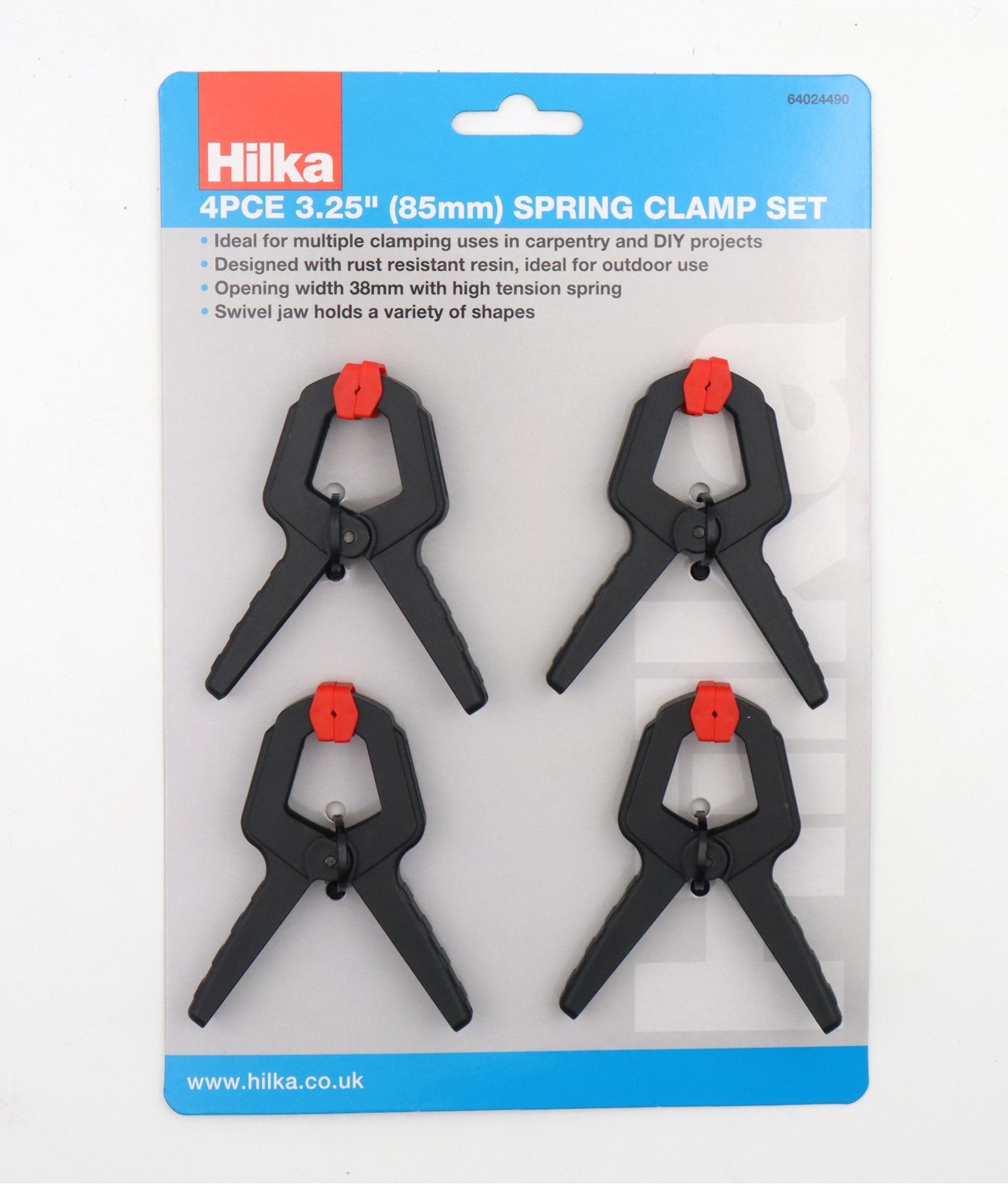 Hilka 4 pce 3.25" 85mm Spring Clamp Set 64024490