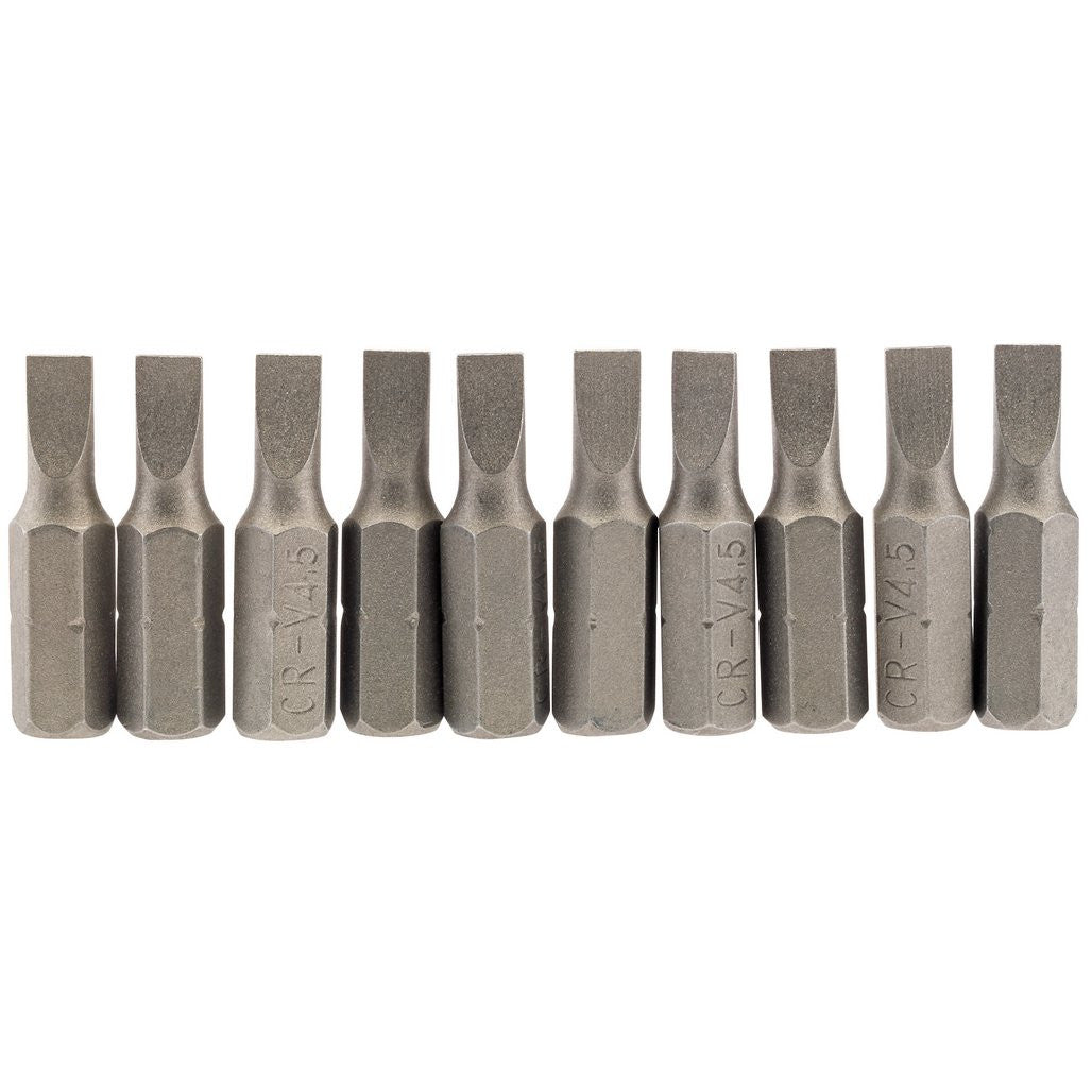 Draper Plain Slot Insert Bit, 4.5mm, 1/4" Hex, 25mm Long (Pack of 10)  64027