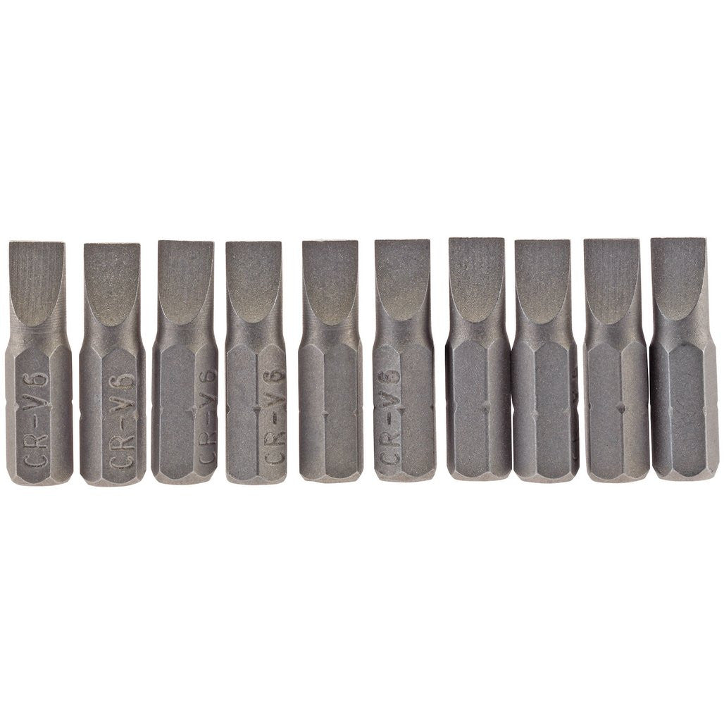Draper Plain Slot Insert Bit, 6mm, 1/4" Hex, 25mm Long (Pack of 10)  64031