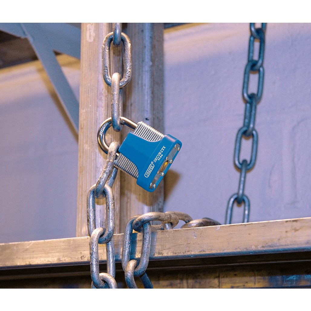 Draper Laminated Steel Padlock and 2 Keys with Hardened Steel Shackle and Bumper, 44mm