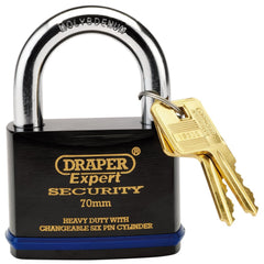 Draper Draper Expert Heavy Duty Padlock and 2 Keys with Super Tough Molybdenum Steel Shackle, 70mm
