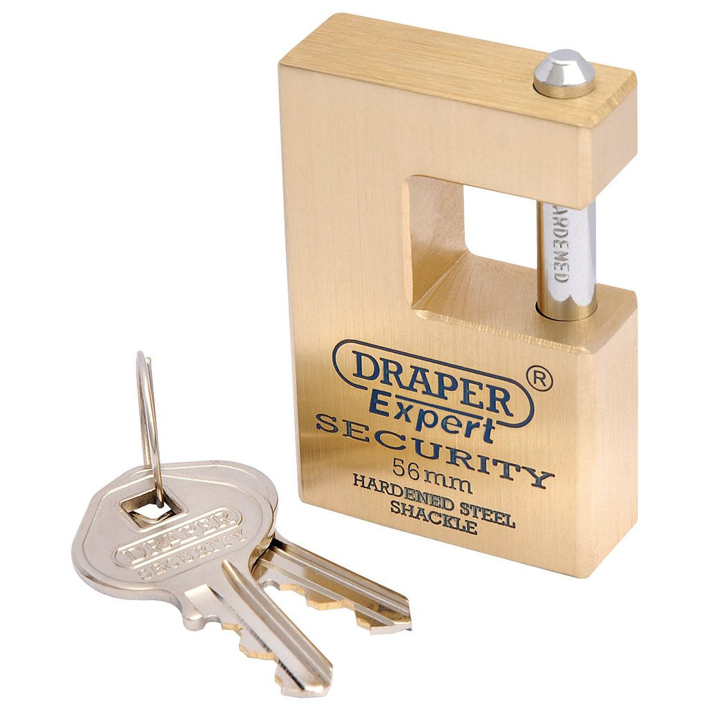 Draper Draper Expert Close Shackle Solid Brass Padlock with Hardened Steel Shackle, 2 Keys, 56mm