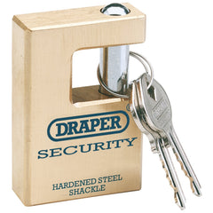 Draper Draper Expert Close Shackle Solid Brass Padlock with Hardened Steel Shackle, 2 Keys, 63mm