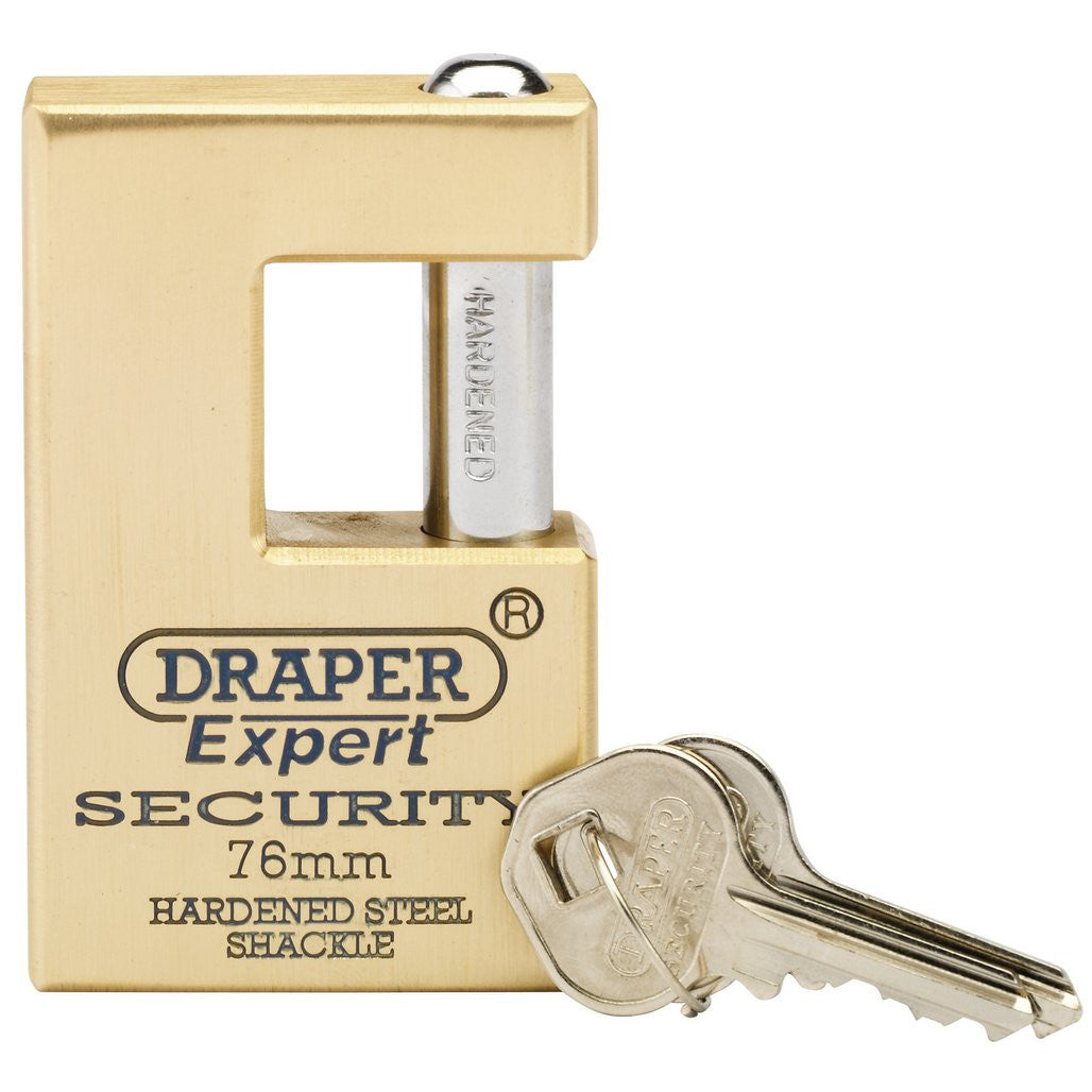 Draper Draper Expert Close Shackle Solid Brass Padlock with Hardened Steel Shackle, 2 Keys, 76mm