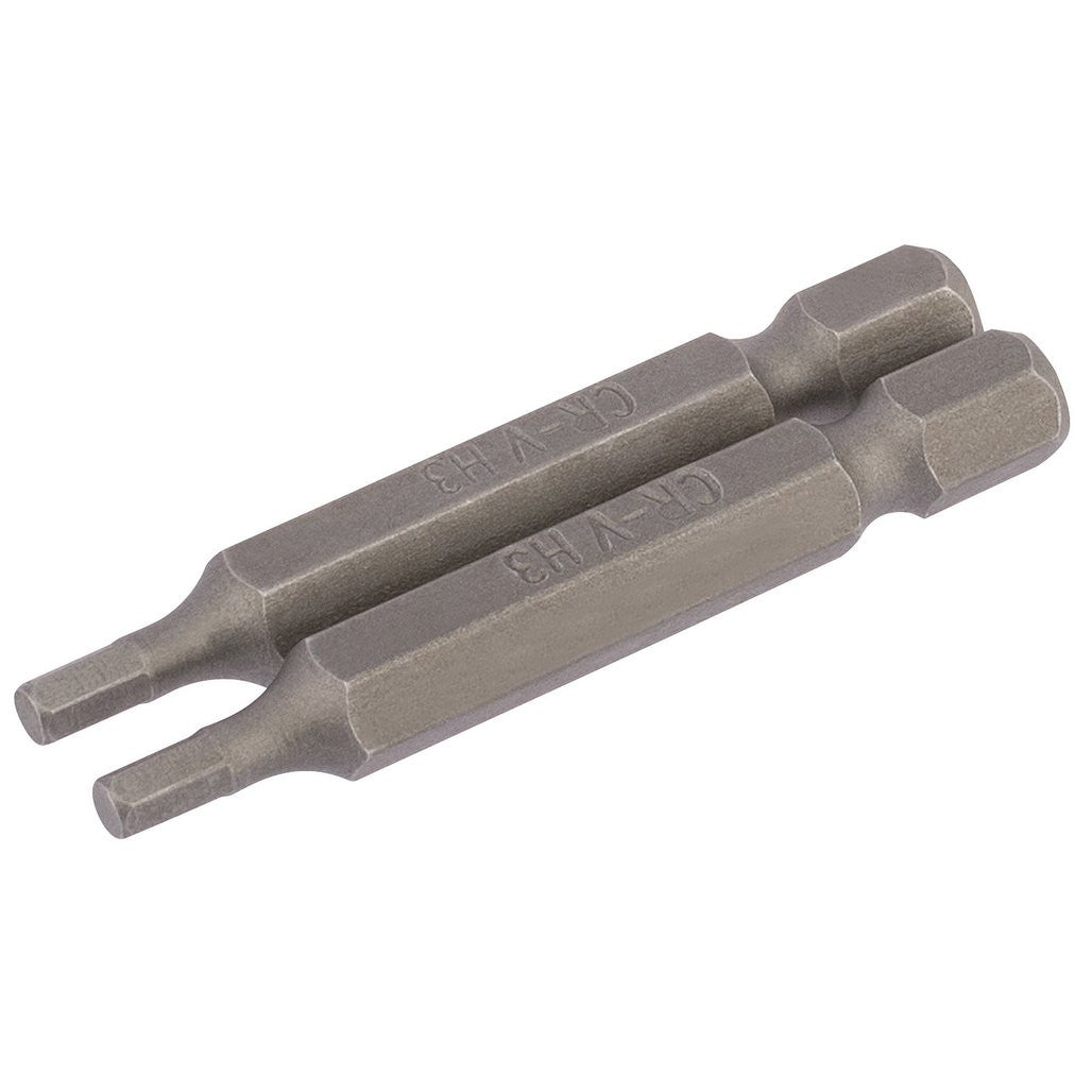 Draper Hexagonal Insert Bit, 3mm, 1/4" Hex, 50mm Long (Pack of 2)  64253