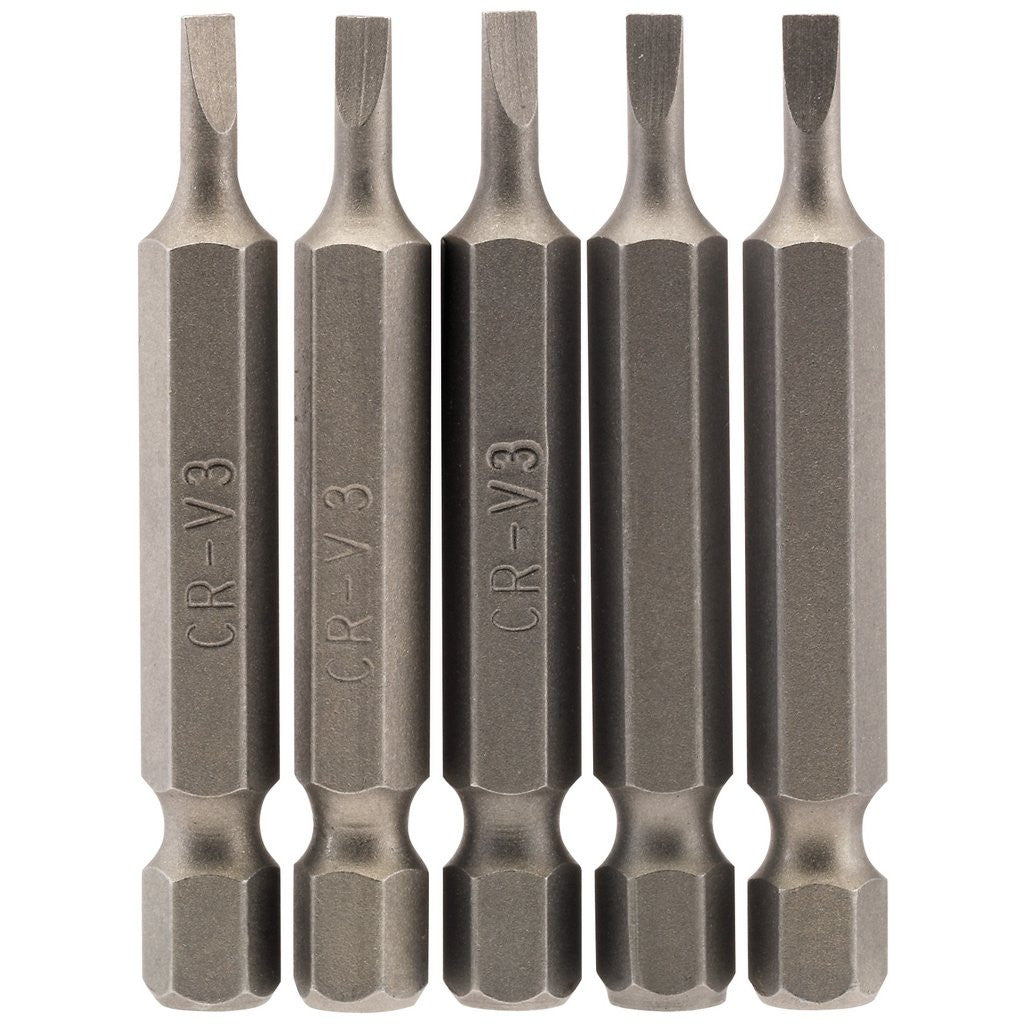 Draper Plain Slot Insert Bit, 3mm, 1/4" Hex, 50mm Long (Pack of 5)  64267