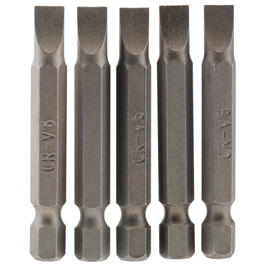 Draper Plain Slot Insert Bit, 6mm, 1/4" Hex, 50mm Long (Pack of 5)  64273