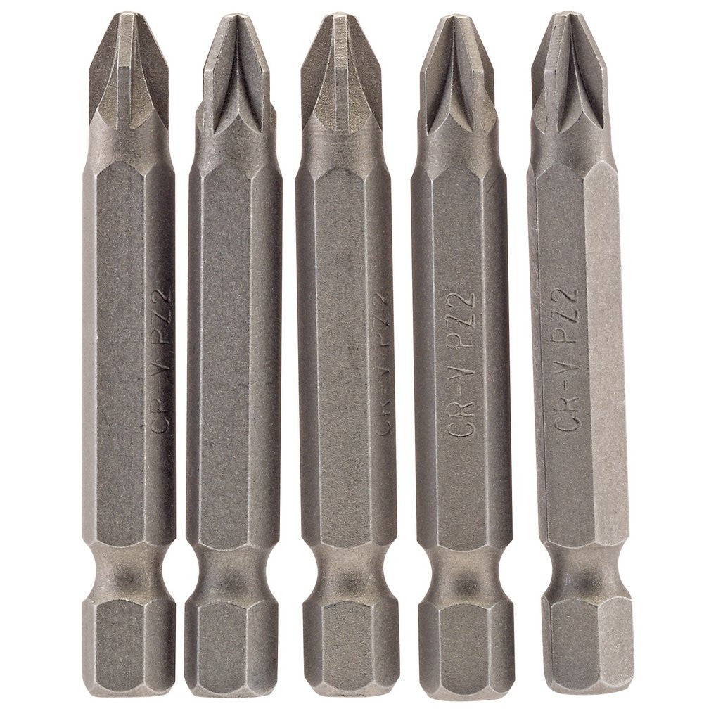 Draper PZ Type Insert Bit, 1/4" Hex, 50mm Long, No.2 (Pack of 5)  64283