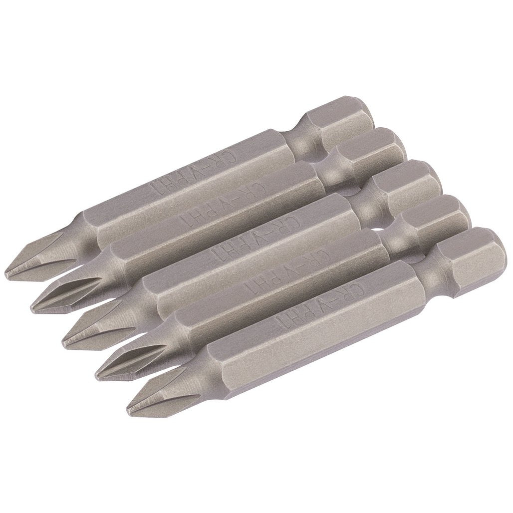Draper Cross Slot Insert Bit, 1/4" Hex, 50mm Long, No.1 (Pack of 5)  64287