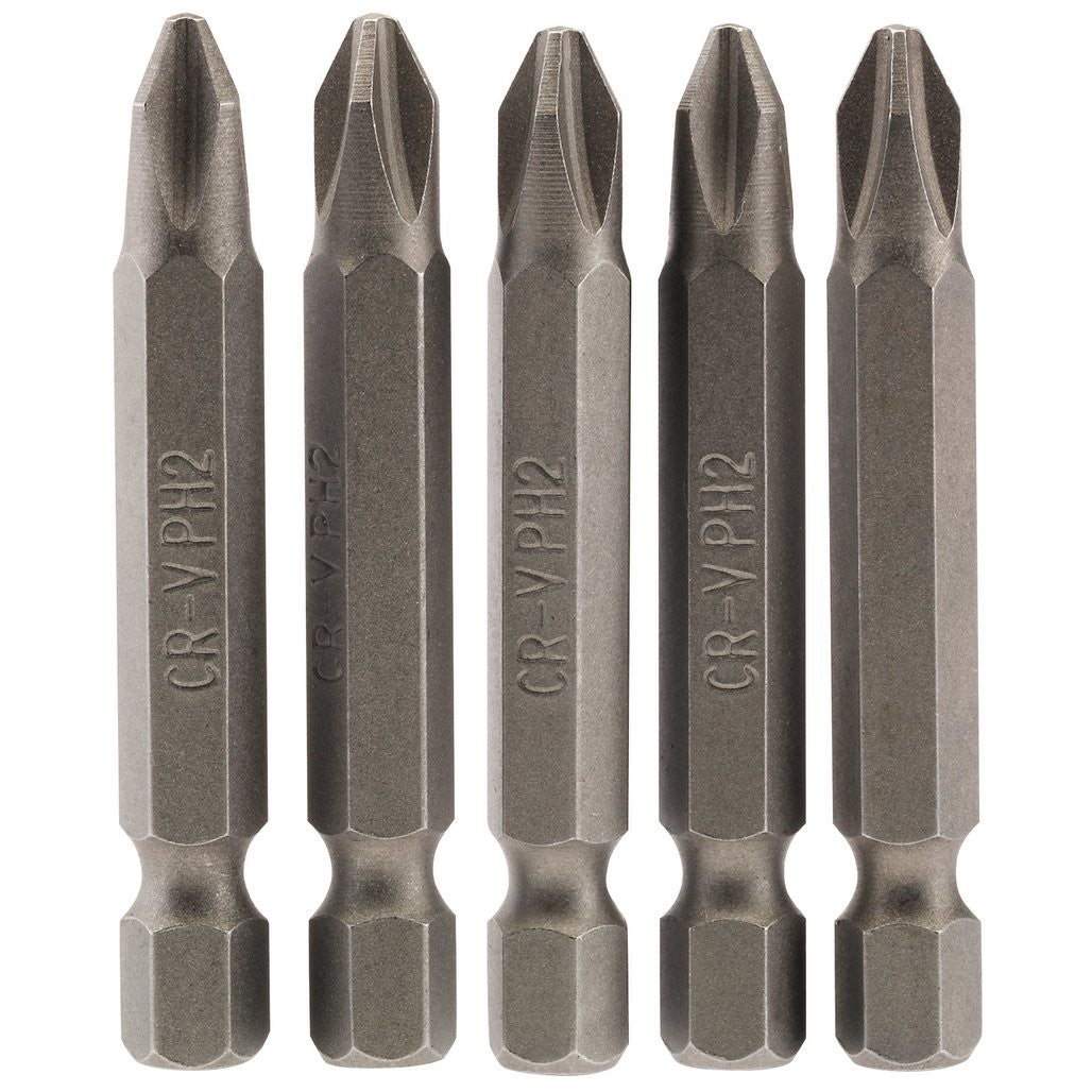 Draper Cross Slot Insert Bit, 1/4" Hex, 50mm Long, No.2 (Pack of 5)  64288