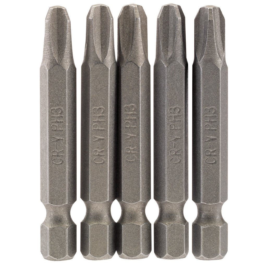 Draper Cross Slot Insert Bit, 1/4" Hex, 50mm Long, No.3 (Pack of 5)  64290