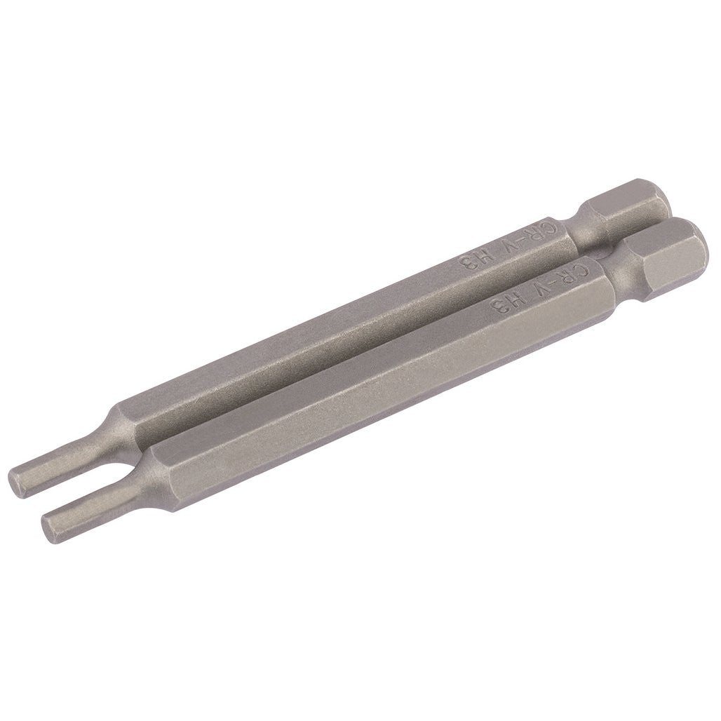 Draper Hexagonal Insert Bit, 3mm, 1/4" Hex, 75mm Long (Pack of 2)  64320