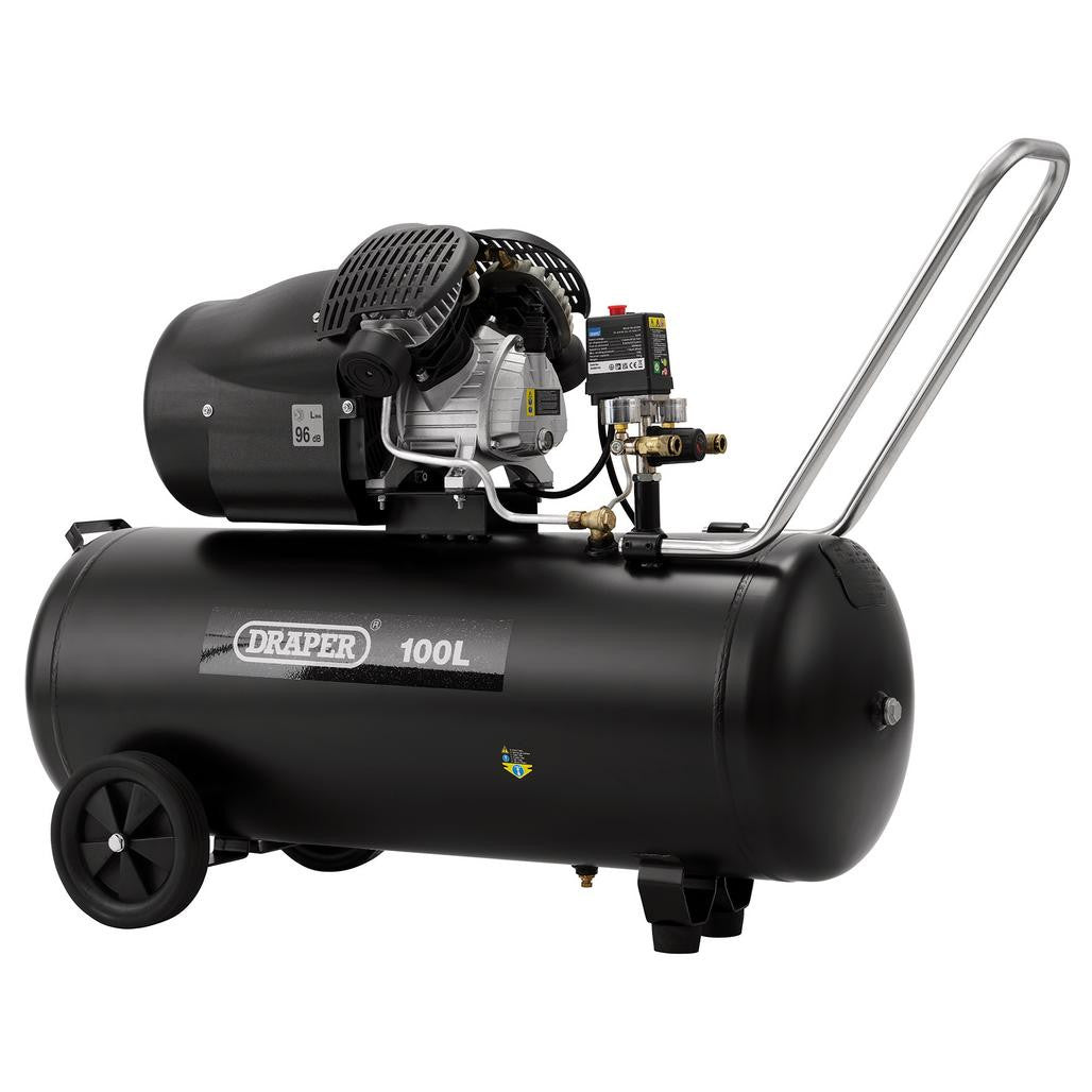 Draper 100L Direct Drive V-Twin Air Compressor, 2.2kW/3hp  65396