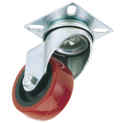 Draper Polyurethane Wheeled Swivel Plate Fixing Castor, 75mm Diameter, S.W.L. 70kg