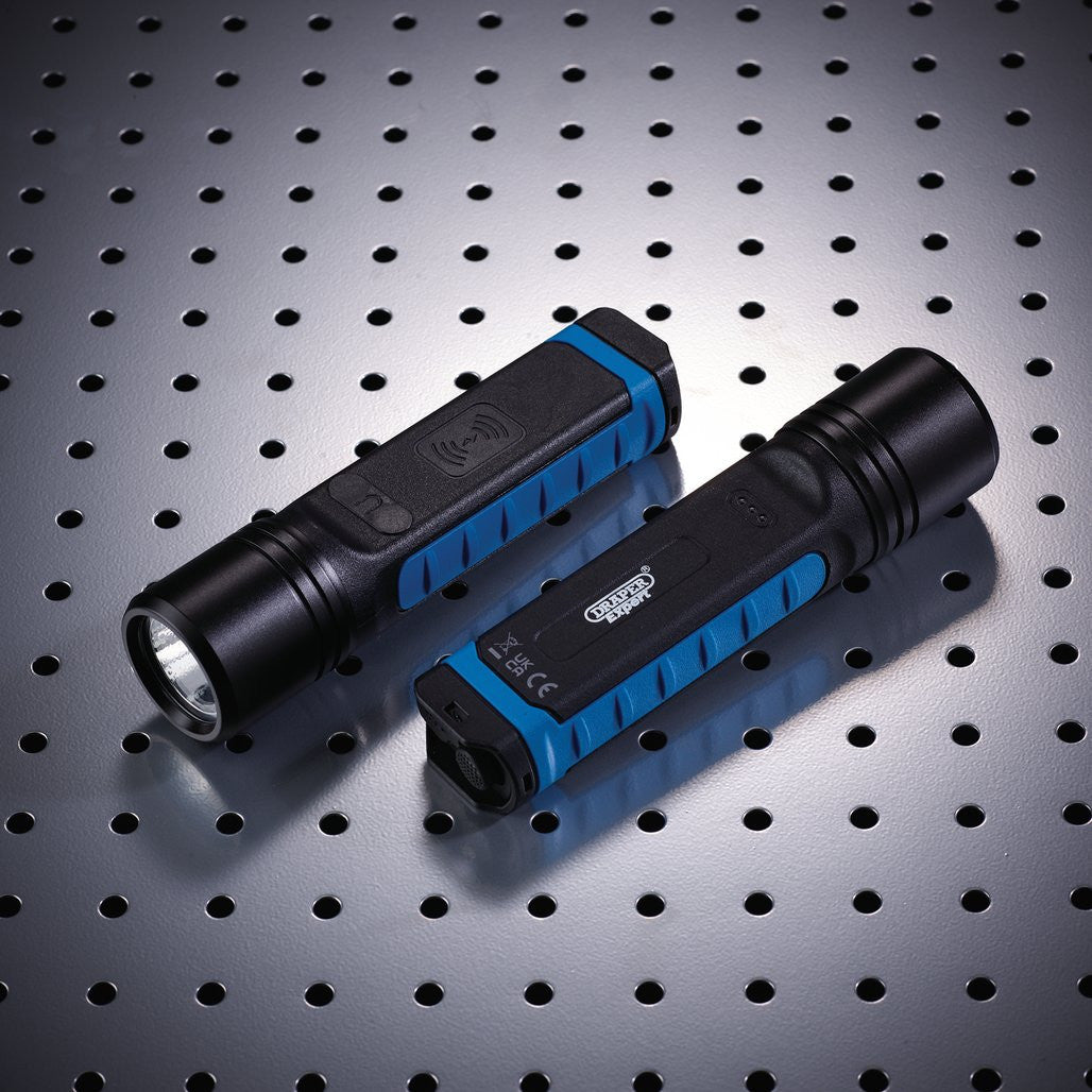 Draper Expert SMD LED Wireless/USB Rechargeable Hand Torch, 10W, 1000 Lumens, USB-C Cable Supplied  65690
