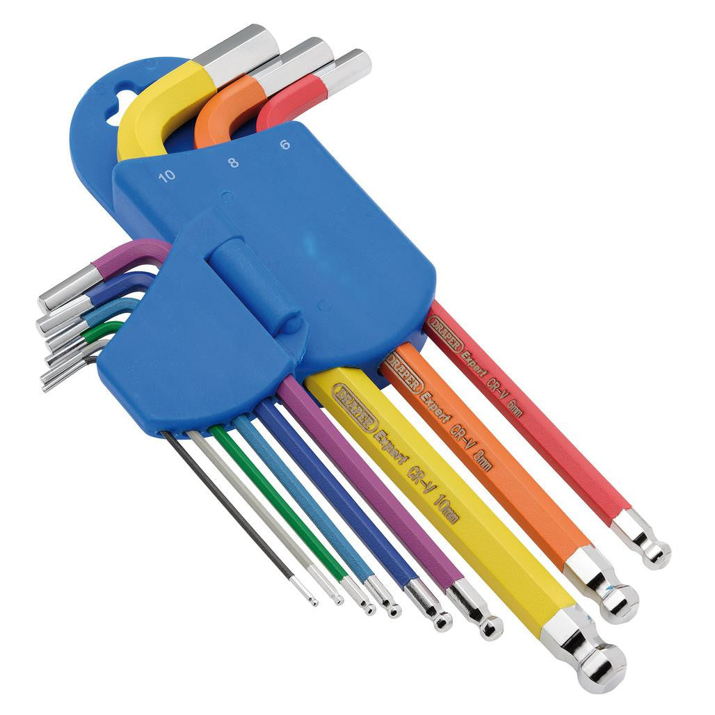 Draper Expert Metric Hex. and Ball End Key Set, Colour Coded (9 Piece)  66132