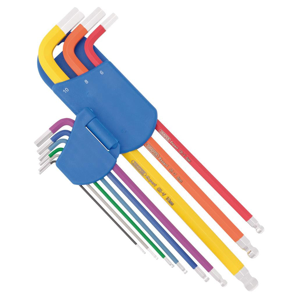 Draper Expert Metric Extra Long Hex. and Ball End Key Set, Colour Coded (9 Piece)  66134