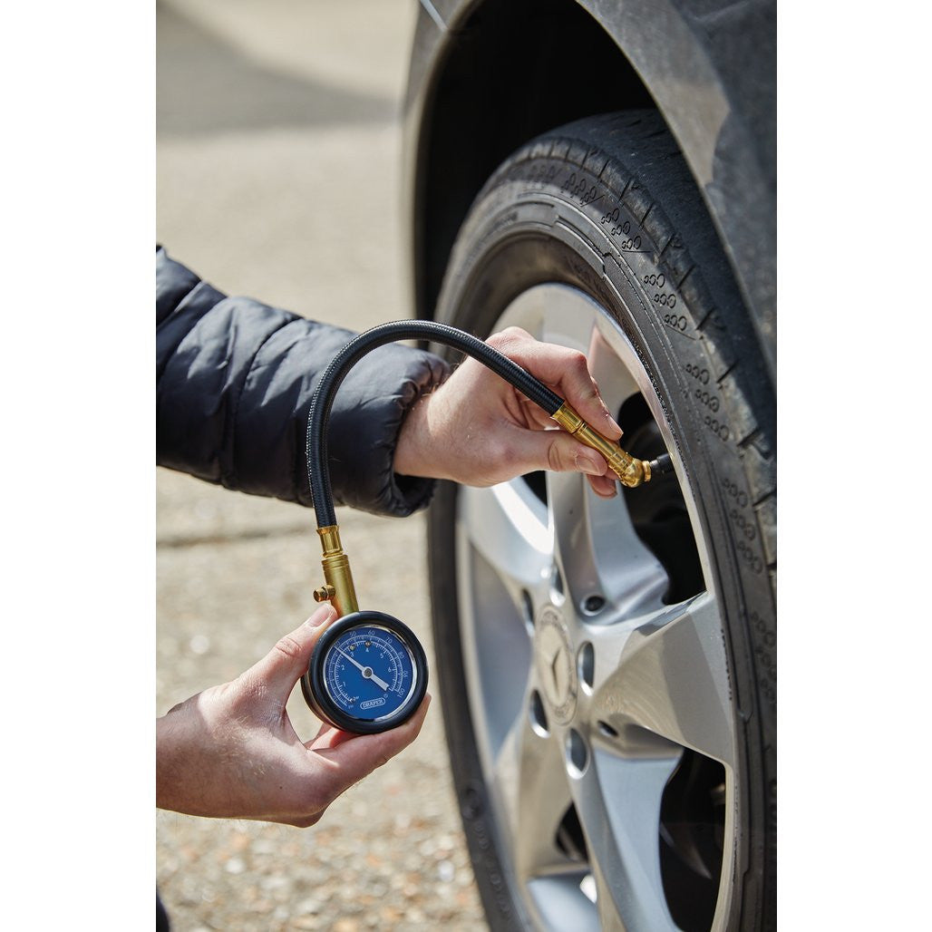 Draper Tyre Pressure Gauge with Flexible Hose 69924
